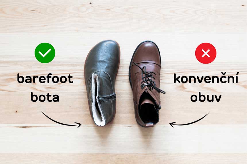 Barefoot bota versus konvenční bota porovnání